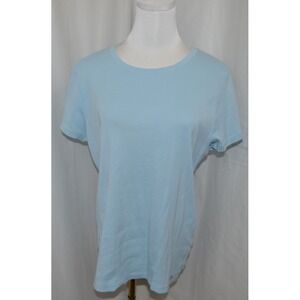 DKNY Women's Short Sleeve Crew Neck Organic Cotton Tee, Blue, Size XL